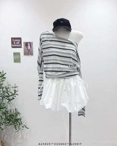  Áo tay dài lệch vai kẻ sọc 6815 