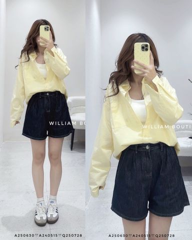  Quần short jean tối chỉ nổi 8121 