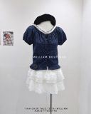  Áo kiểu chấm bi cổ bèo 4148 