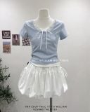  Áo thun phối bèo trắng 2515 