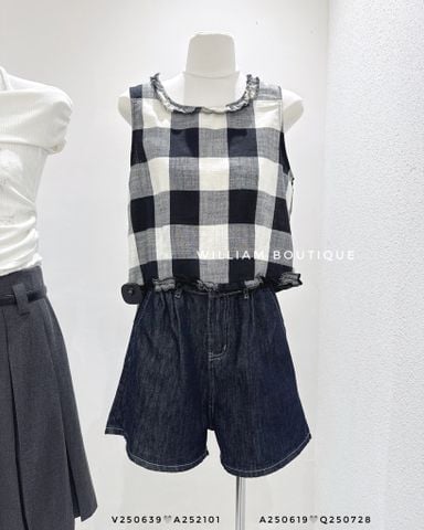  Áo sát nách caro đen 3272 