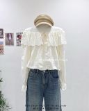  Áo sơ mi xô ren bí trễ vai 2595 