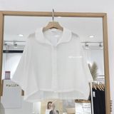  Áo so mi crop lụa gân 0528 