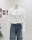  Áo sơ mi xô ren bí trễ vai 2595 