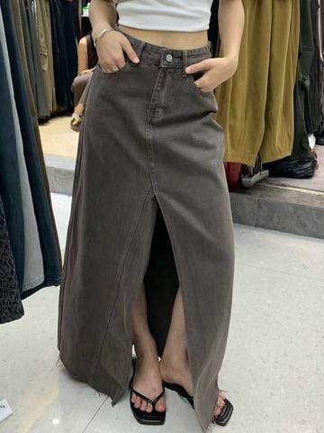  Váy jean dài xẻ 1956 