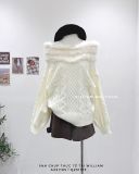  Áo len trễ vai viền lông 0189 