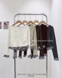  Áo thun nút tay dài phối caro 8036 