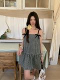  Đầm dây yếm caro 9232 