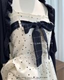  Đầm dây bi + cardigan xanh đen 511 