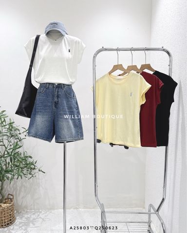  Áo thun giấy tay hến thêu ngựa 3812 