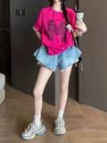  Quần short jean phối trắng 60108 