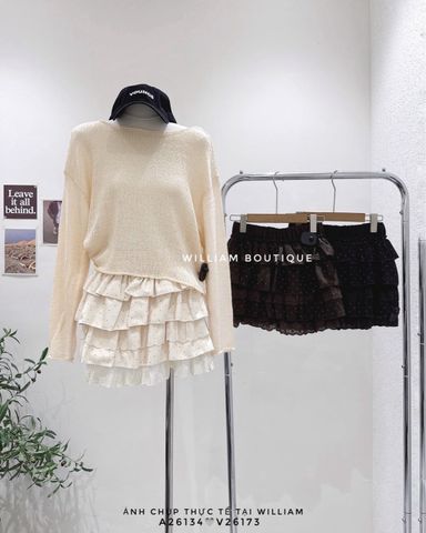  Váy nhung bi phối ren 1782 