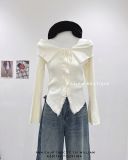  Áo len gân viền rách đan dây 1020 