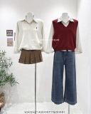  Áo sơ mi kẻ sọc + gile len 7212 