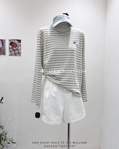  Áo thun tay dài kẻ sọc thêu cún 6730 