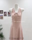  Đầm dây cổ yếm nút trơn 2335 