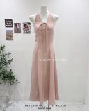  Đầm dây cổ yếm nút trơn 2335 