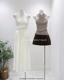  Đầm maxi trơn cổ V 5956 