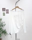  Áo tay dài nơ ren trễ vai 6821 