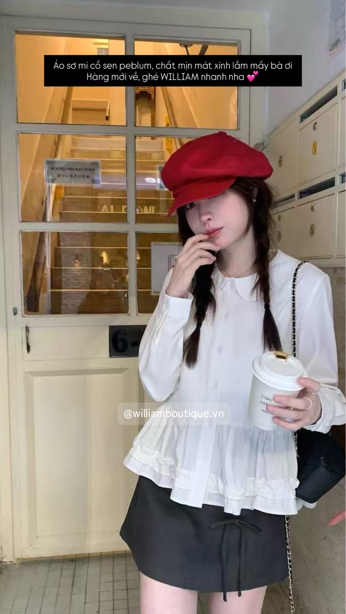  Áo sơ mi cổ sen peblum 80044 