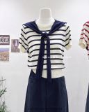  Áo dệt kim sọc kèm khăn 0920 