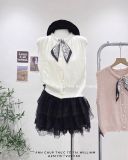  Áo gile len phối khăn 9387 