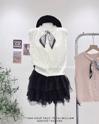  Áo gile len phối khăn 9387 