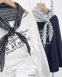  Áo thun tay dài lệch vai kèm khăn 9833 