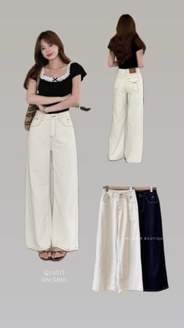  Quần jean chỉ nổi thêu nơ 3430 