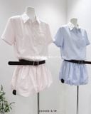  Đầm sơ mi kẻ sọc váy bí 5688 