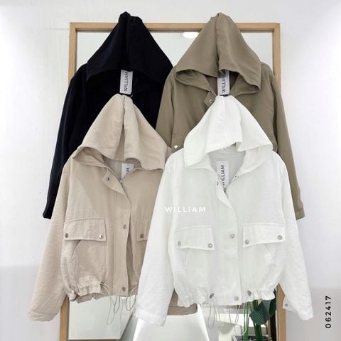  Áo khoác nón rút eo nút bấm 8809 