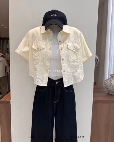  Áo sơ mi crop nút bấm 8038 