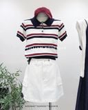  Áo thun polo sọc đen đỏ 5776 