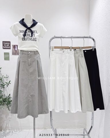  Váy kaki dài túi V 9331 