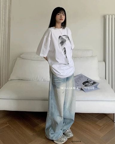  Quần jean wax rách gấu 9016 