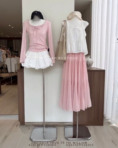  Váy voan xếp ly dài 2877 