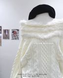  Áo len trễ vai viền lông 0189 