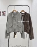  Áo khoác jean wax cổ trụ rút eo 6321 