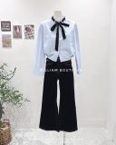  Áo sơ mi cổ trụ bo nơ đen 1705 