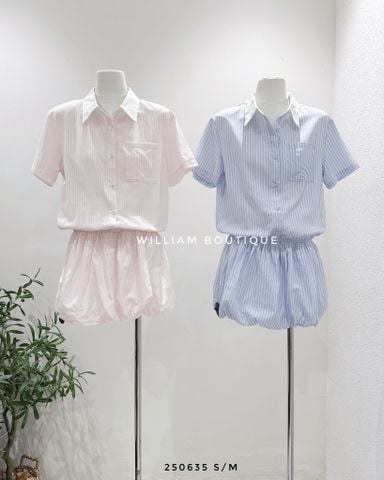  Đầm sơ mi kẻ sọc váy bí 5688 