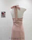  Đầm dây cổ yếm nút trơn 2335 