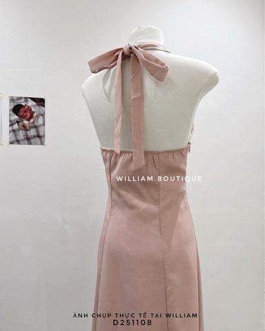  Đầm dây cổ yếm nút trơn 2335 