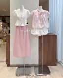  Áo sơ mi kẻ sọc cột nơ 80335 