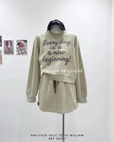  Set áo hoodie + váy nỉ 1352 