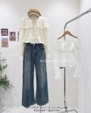  Áo sơ mi xô ren bí trễ vai 2595 