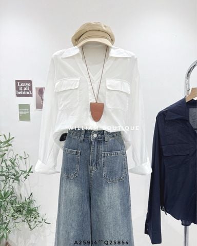  Áo sơ mi cổ V túi nắp 6722 