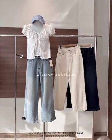  Quần jean suông túi thêu 3438 