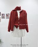  Áo khoác cardigan len bi kèm khăn 0054 