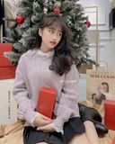  Áo len thừng cổ ren 