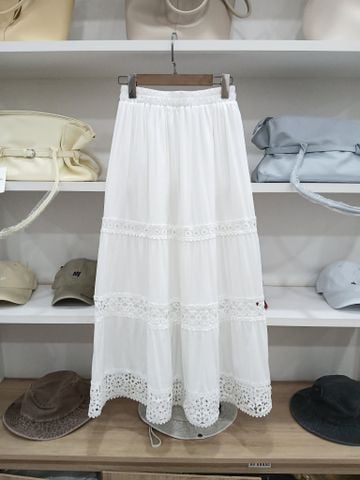  Váy xoè dài phối ren tròn 6059 